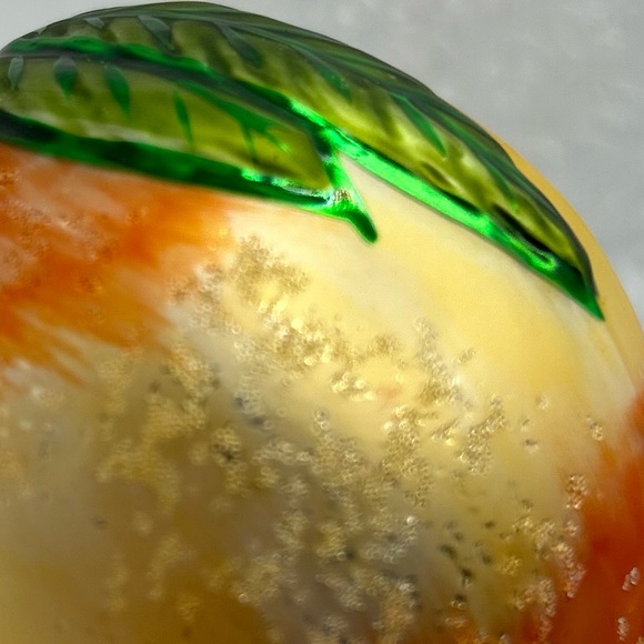 European Glass Sugared Peach Hand-painted Holiday Ornament - Picture 5 of 8